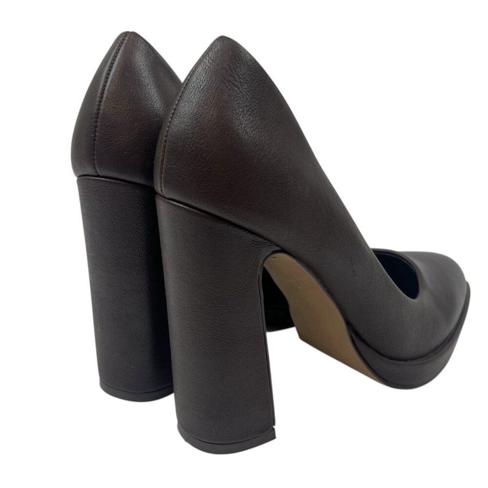 Gabrielle Union Platform Pumps Size 9 Brown Faux Leather Chunky Block Heel - Picture 6 of 10